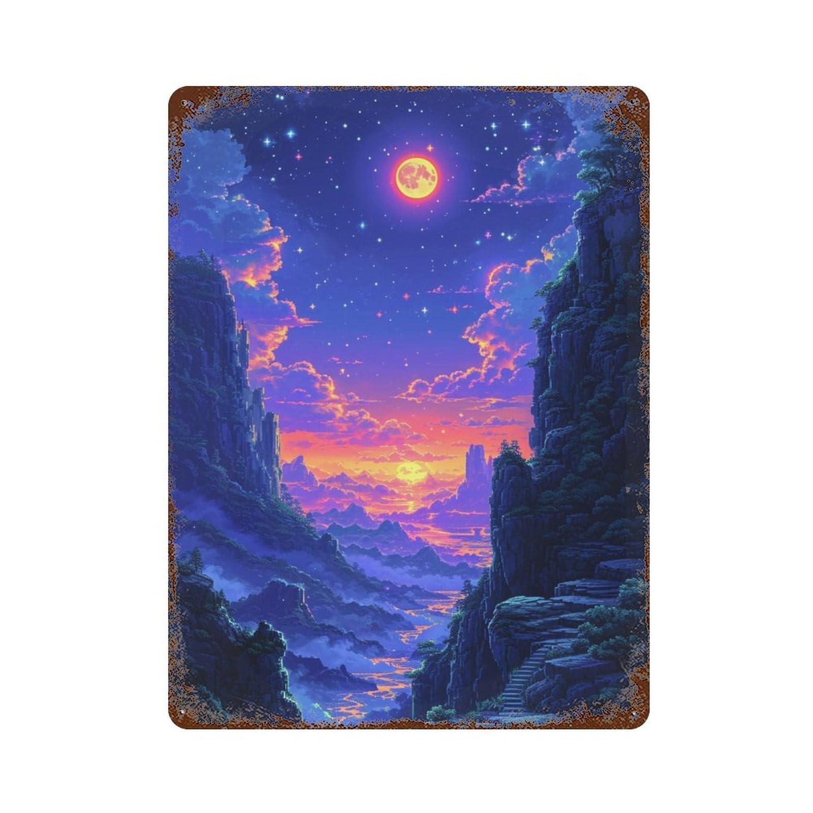 Enchanted Valley of Stars Rustic Tin Plaque 15.7"x11.8", for Pub, Kitchen And Man Cave Decor, Vintage Wall Decor
