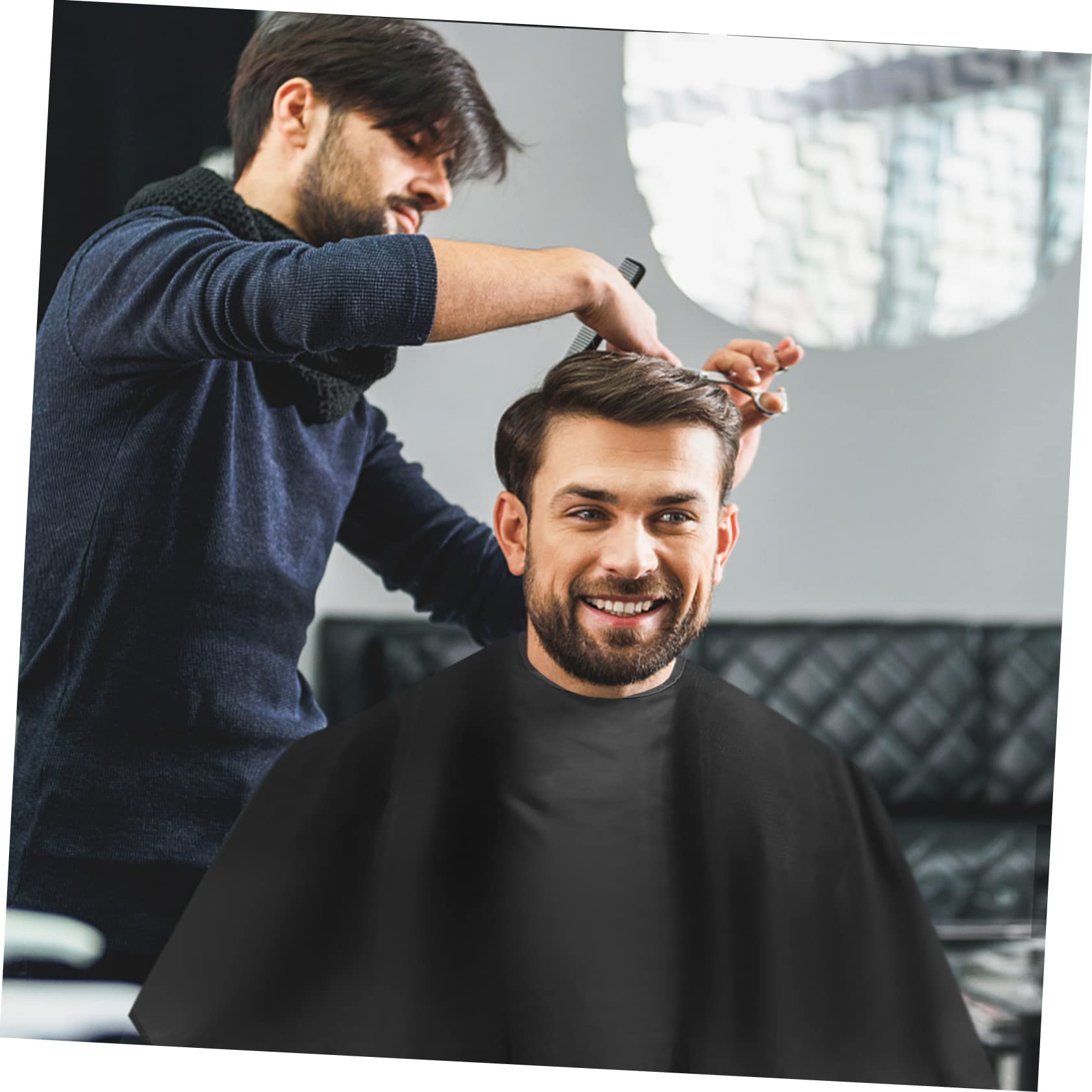Mikinona 3sätze Friseurumhang Für Herren Wasserdichter Haarschnitt Umhang Mit Nackenschneiderbürste Professionelles Friseur Zubehör Für Salon Und Zuhause Teilig