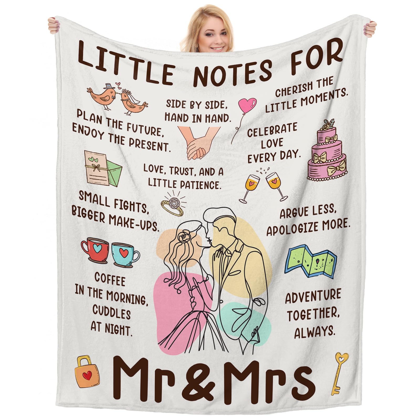 Einanmut Wedding Gifts for Wife/Couple Romantic Gifts for Her，Wedding Blanket for Couple - Funny & Thoughtful Gift for Newlyweds, Anniversary, Bridal Shower