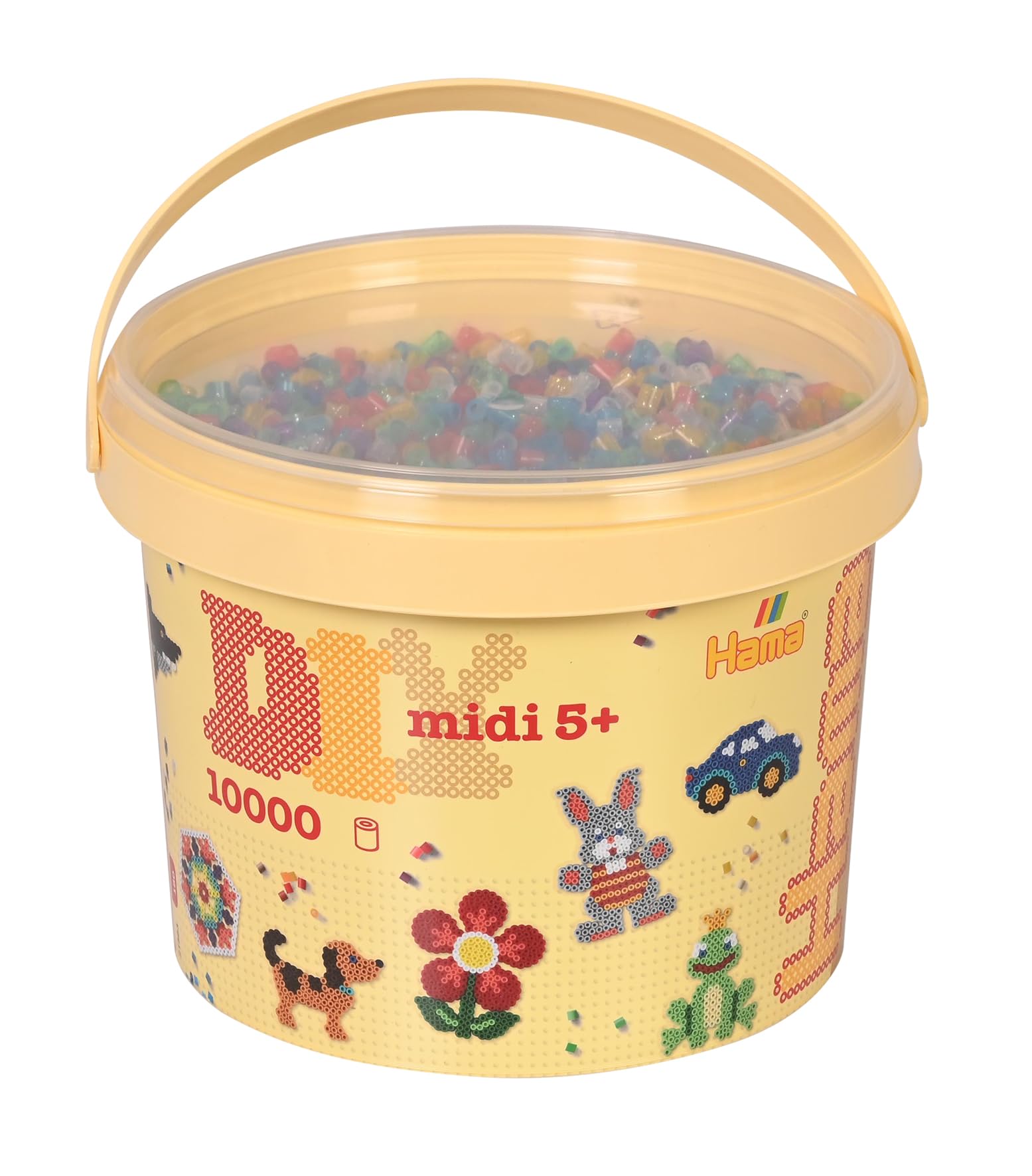Hama DIY Midi Beads Bucket | Approx. 10.000 Fuse Beads | Mosaic Decoration Arts & Craft for Creative Children Ages 5+ | Colour Mix 54