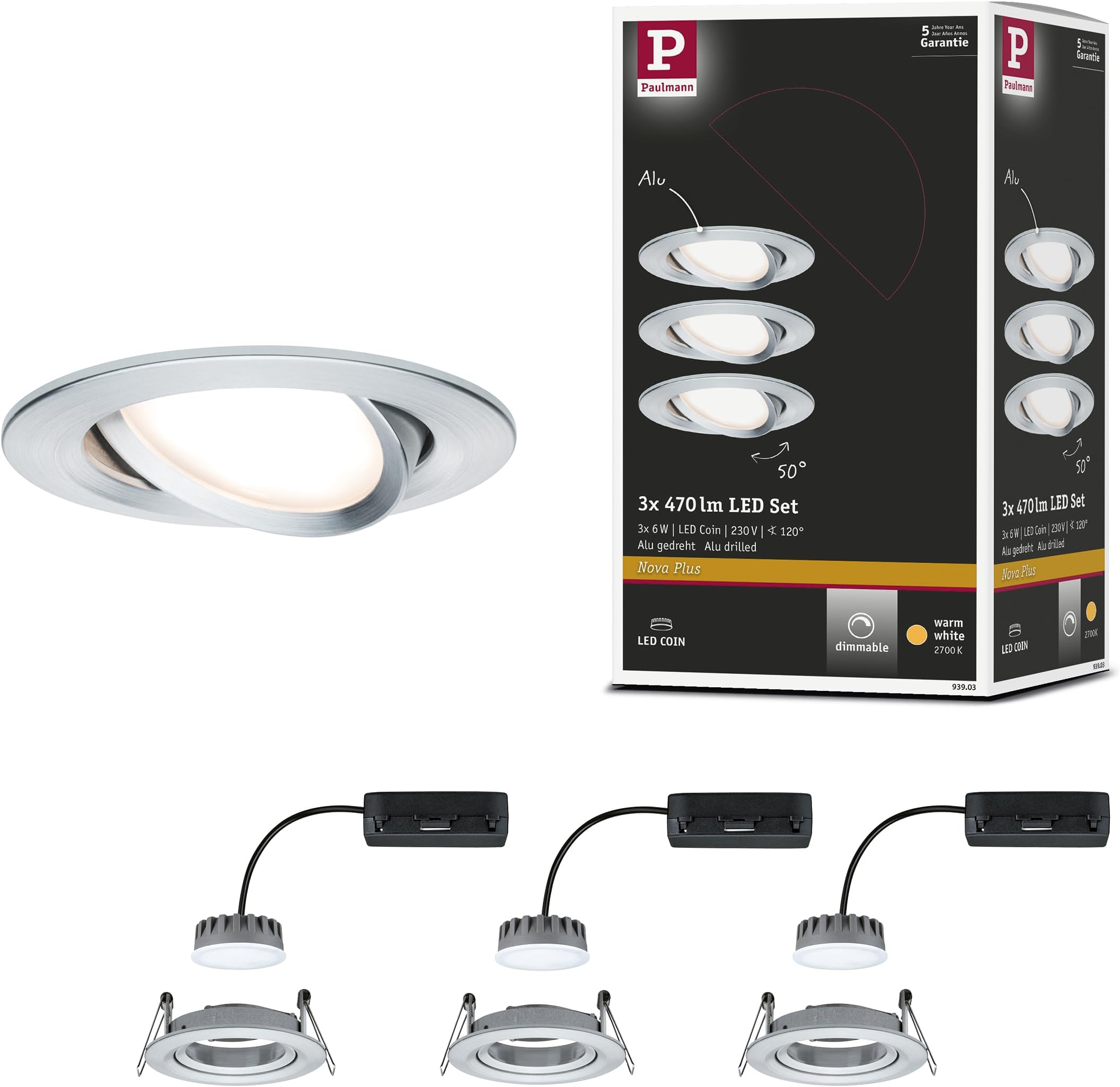 Coffer, zinc, 6.8 W, Turned Aluminium