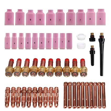55 PCS TIG Torch Kit TIG Gas Lens Collet Body Welding Torch Stubby Kit Fit WP-17 WP-18 WP-26 TIG Welding Torch