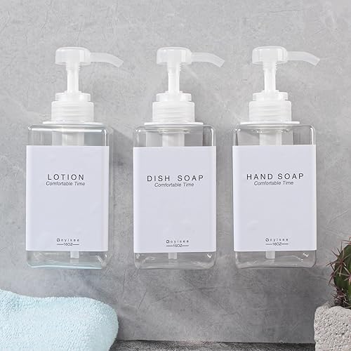 Vista 25 de Botellas recargables de champú y acondicionador para pared de ducha, dispensador de champú y acondicionador con bomba sin taladro