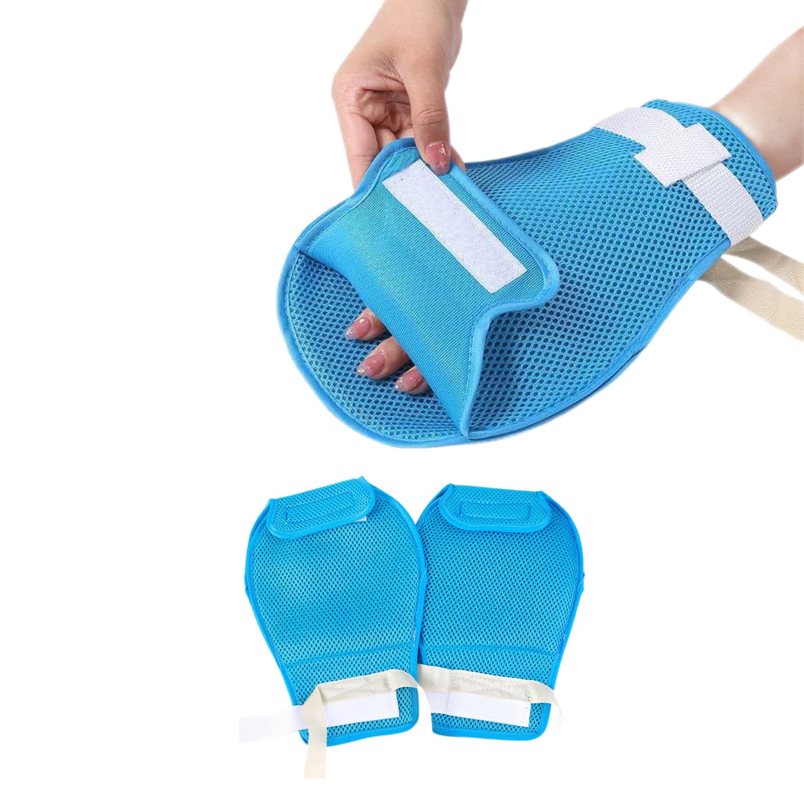 Photo 1 of 2 Pack Dementia Hand Restraint Gloves for Elderly, Washable Breathable Safety Anti Scratch Mitts with Hook-loop Fastener Opening for Protection