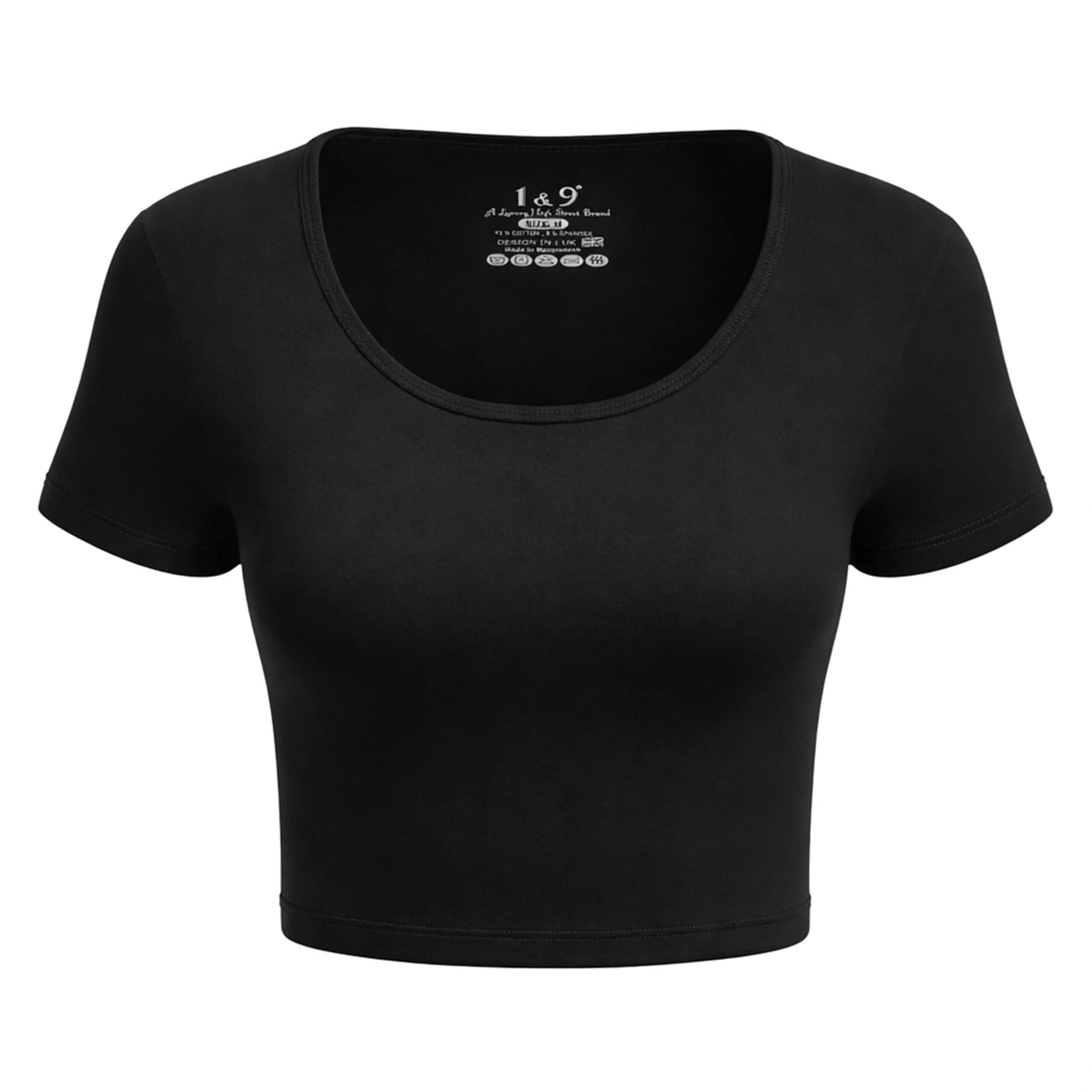 Basic Crop Tops for Women Short Sleeve T-Shirts Scoop Neck Cropped Shirts Women's Crop Top Cute Summer Tops Slim Fit Tees Short Sleeve