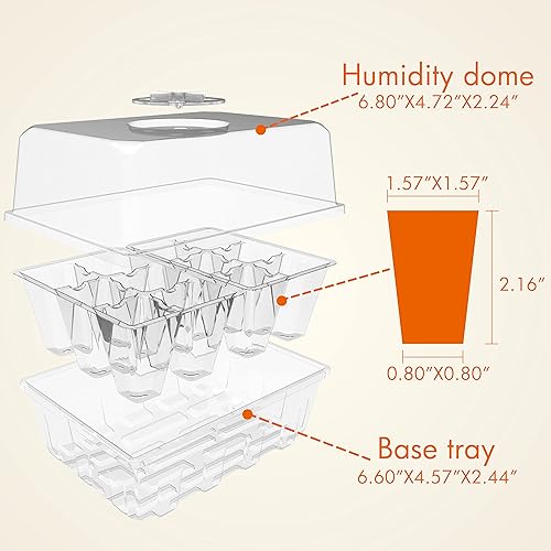 Vista 16 de Gardzen Paquete de 3 bandejas de inicio de semillas, bandejas de germinación de plantas, kit de inicio de semillas con cúpula ventilada de humedad