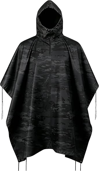 Rain Poncho, Military Tactical Poncho Camo Multi Use Waterproof Rain Coat