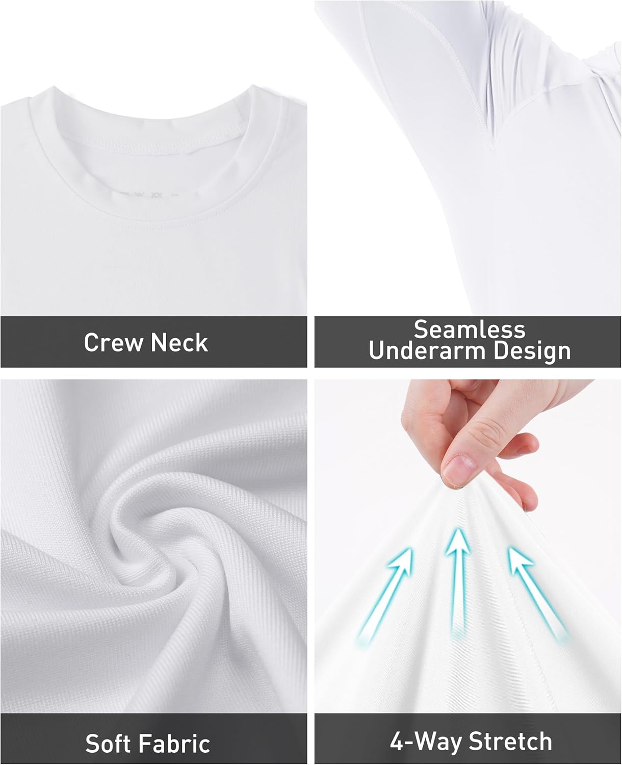 Roadbox Mens Compression Shirt, Cool Dry Long Sleeve Workout Shirts, Running Athletic Football Gym Base Layer Tops UPF 50+ - Image 3