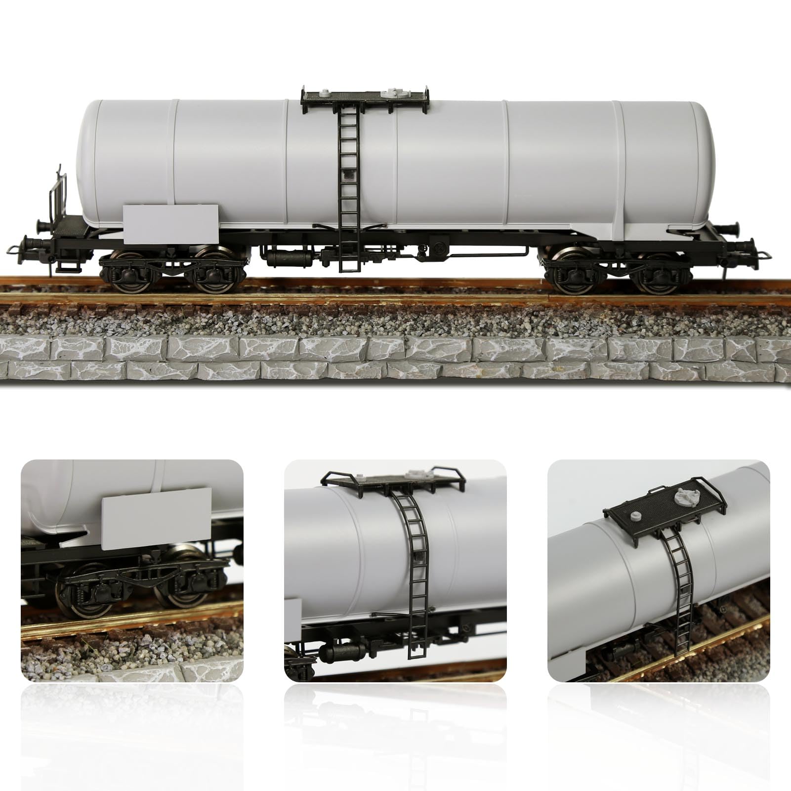 Evemodel 1Stk. Modell Spur H0 1:87 Kesselwagen Bahn Zug Öltankwagen Mit DC Metallräder (grau)