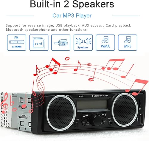 Miniatura 2 de Estéreo Bluetooth estéreo para automóvil de un solo DIN, 12 V-24 V, radio de coche con dos altavoces integrados, reproductor multimedia de audio FM