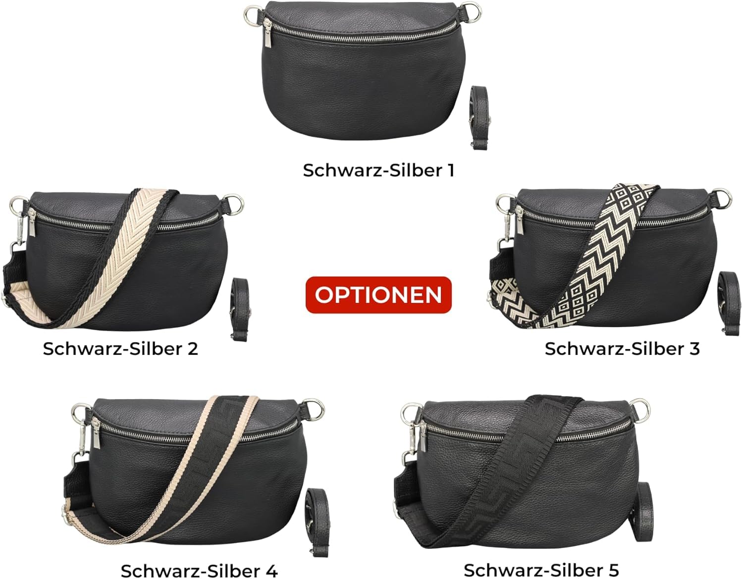 Brise Art AFIA Damen Bauchtasche Echtleder Handgefertigt Crossbody Bag | Damen Umhängetasche, Echtes Leder, Schultertasche mit Ledergurt & wahlweise gemustertem Riemen, 3 Fächer, Made in Italy