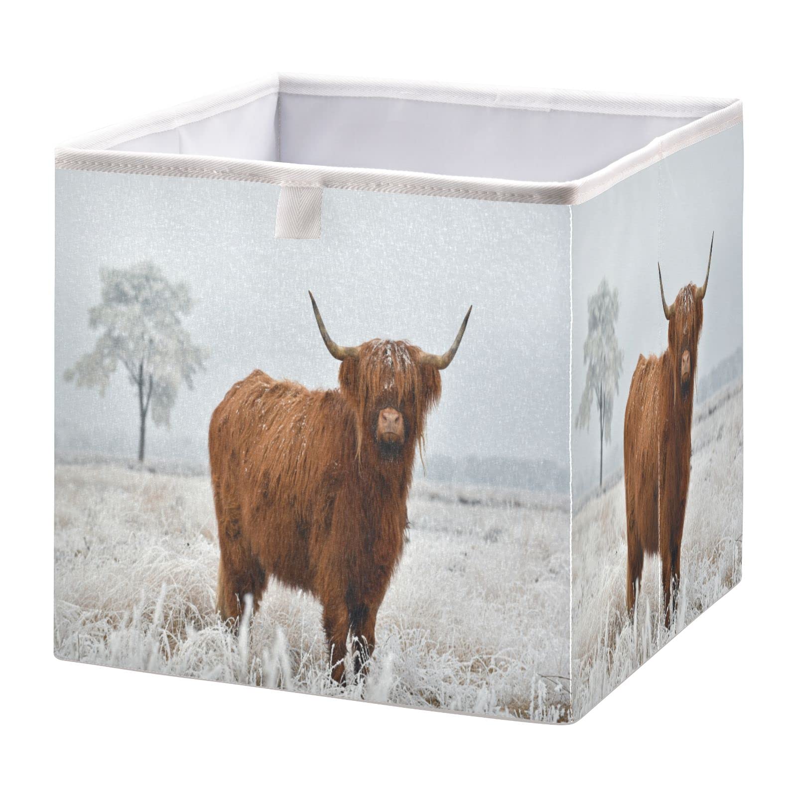 Linqin Scottish Highland Cow Print Storage Basket – Collapsible, Foldable Bin For Toys & Organizing - View #10