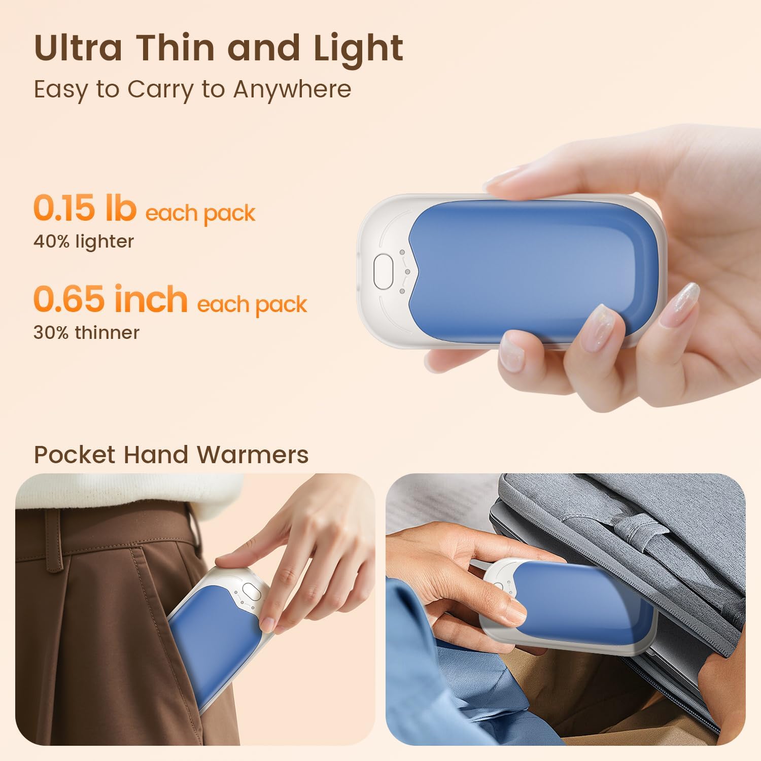 infray Hand Warmers Rechargeable 2 Pack, Electric Hand Warmer Reusable 3 Levels Heating Pocket Warmer, USB AI Handwarmer Portable, Great Gifts for Men Women, Outdoor, Golf, Hunting - Image 5