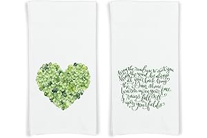 St Patrick's Day Four Leaf Clover Dish Cloth Shamrock Heart Flour Sack...
