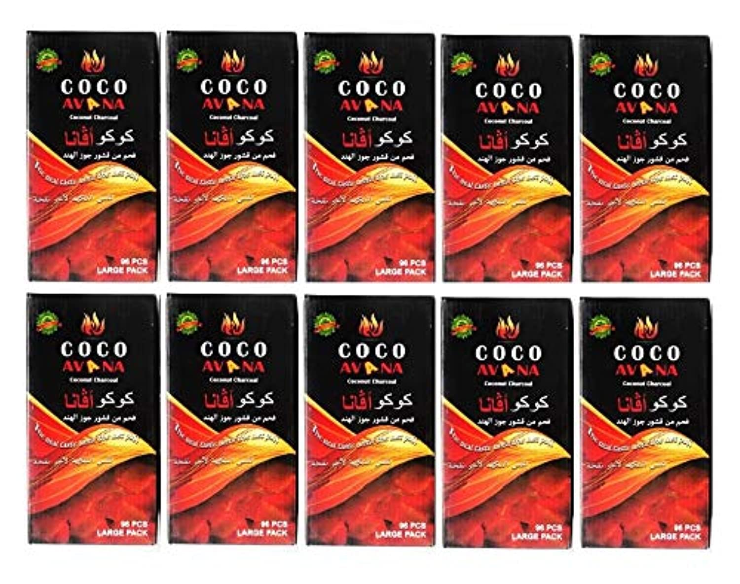 Coco Avana Natural Coconut Charcoal - 1kg x 10 Boxes,96 Pieces Each Box