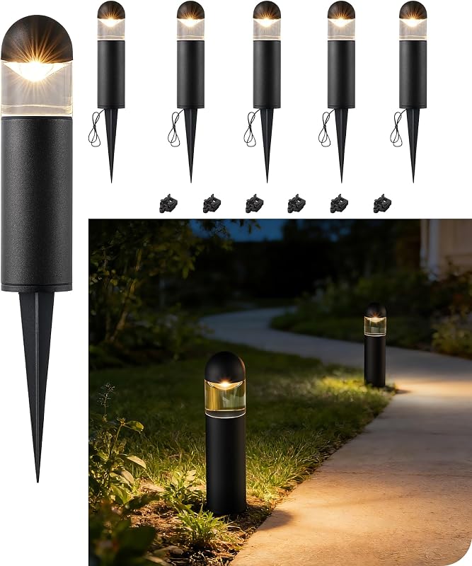 Low Voltage Landscape Lighting Glass Aluminum 6 Pack | 12V 3W, 3000K Warm White, 50,000Hrs, CRI 80, Weatherproof LED Pathway Driveway Walkway Lights Wired for Yard Garden