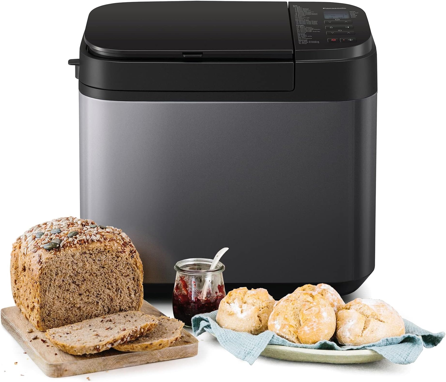 SD-YR2540 Fully Automatic Bread maker, with Yeast/Raisin & Nuts Dispenser, 32 Programmes, 4 Gluten-Free Mode, Dual Temperature Sensors, 13 Hours Digital Timer, Stainless