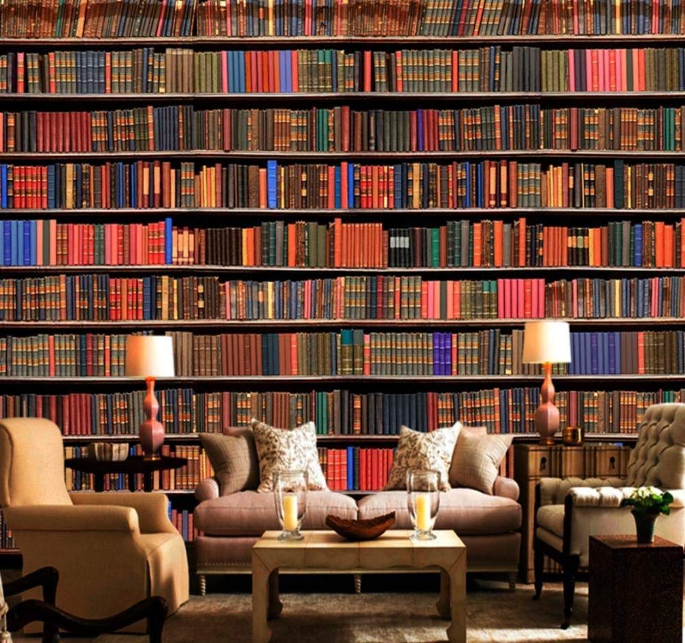 Buy Wkxjh Photo Book Wallpaper 3D Study Room Library Mural Background Wall Mural Wall Bookcase