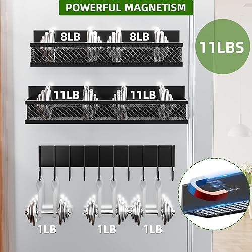 Miniatura 2 de Estante magnético para especias para refrigerador, paquete de 3 estantes magnéticos para refrigerador, cesta magnética móvil se utiliza para