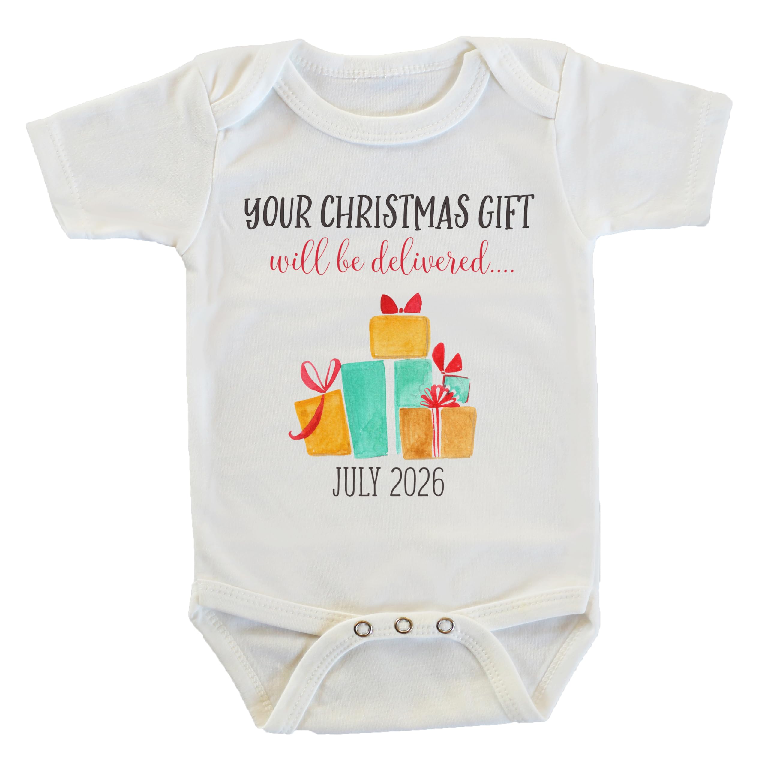 Witty and Bitty Your Christmas Gift Will Be Delivered Baby Pregnancy Reveal Onesie Parents Grandparents Family