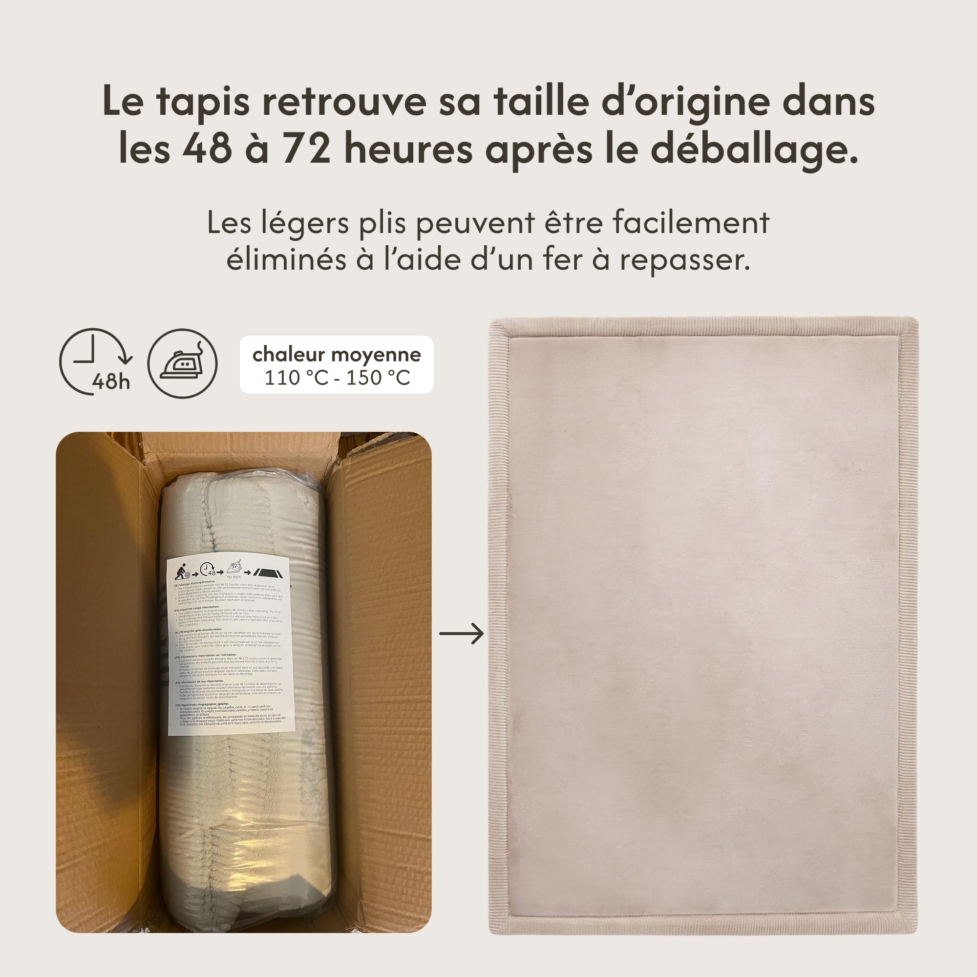 Tapis d'Éveil Beige 170x120x2,5cm - Mousse Mémoire Haute Qualité, Antidérapant pour Bébé - 5
