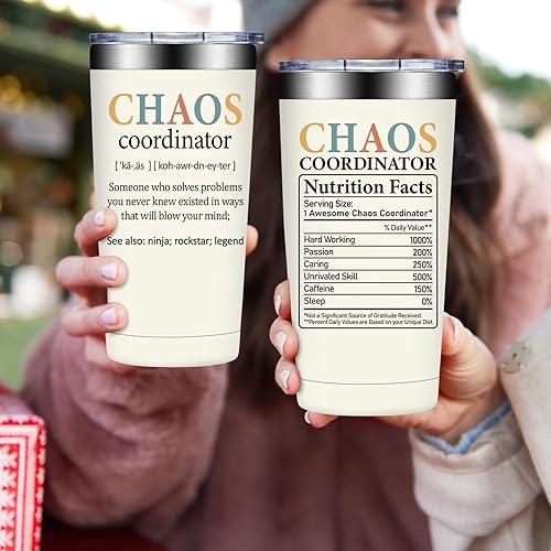 Vista 4 de Fufandi Chaos Coordinator Tumbler - Thank You Gifts for Women - Employee Teacher Appreciation Gifts, Boss Day Gift, Coworker Gift for Women
