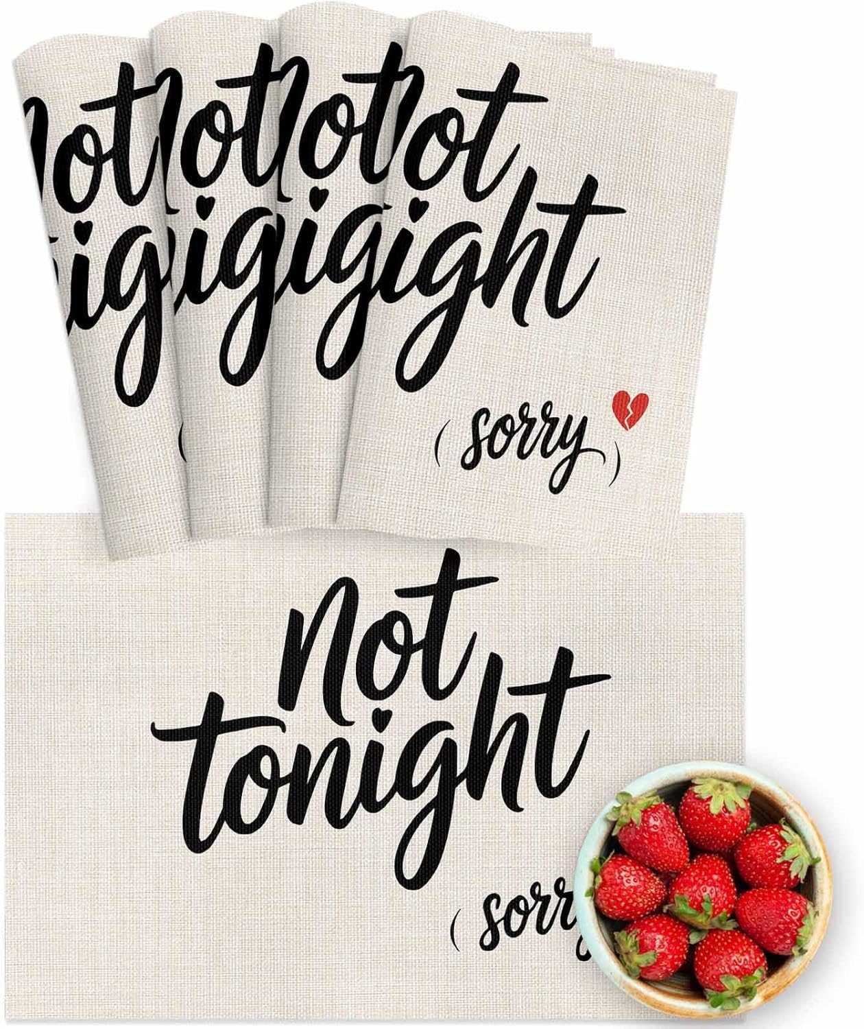 Valentine's Day Placemats for Dining Table Set of 4,Washable PVC Table Place Mats,Beige Farmhousr Rustic Red Black Love Woven Vinyl Plastic Placemat,Kitchen Dinner Table Placemats Holiday Décor