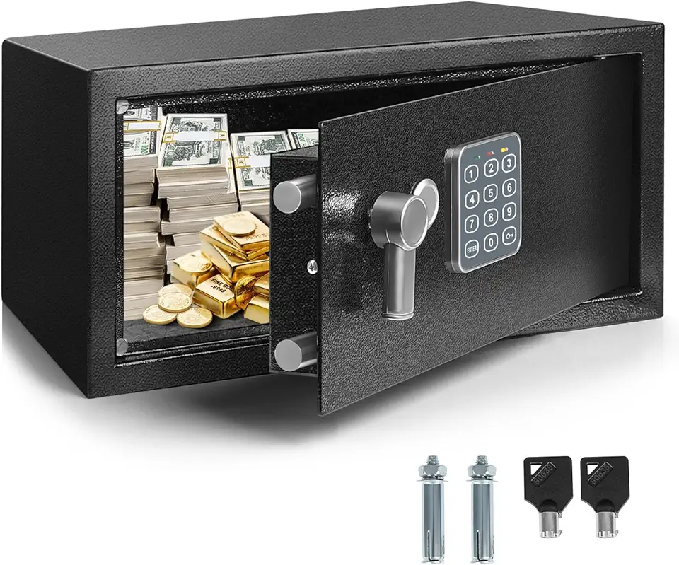 Cofre Digital com Teclado Eletrônico, Cofre Eletrônico Digital, Cofre de Documentos para Laptop, 35 cm P x 42 cm L x 20 cm A (Preto)