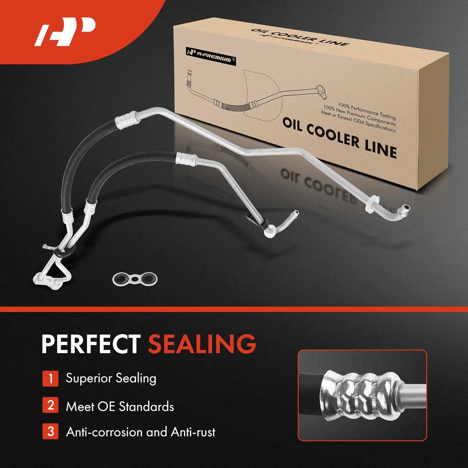 A-Premium Inlet and Outlet Engine Oil Cooler Line Hose Assembly Compatible with Chevrolet Blazer 1996-2005 S10 GMC Sonoma 1996-2003 Jimmy 1996-2004 4.3L RWD