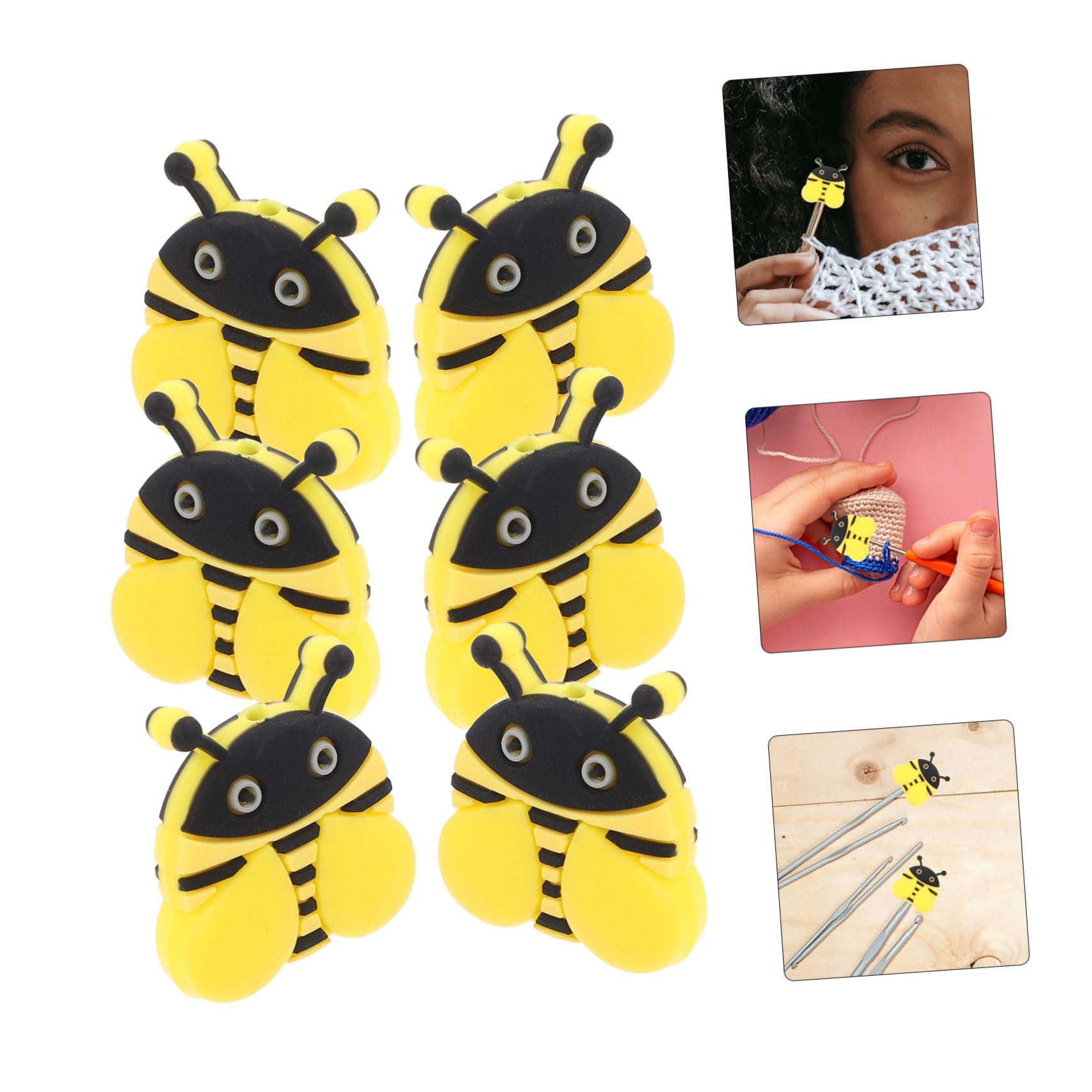 ERINGOGO 6pcs Knitting Needle Stoppers Silicone Protectors for Knitting Soft Safe Craft Tools