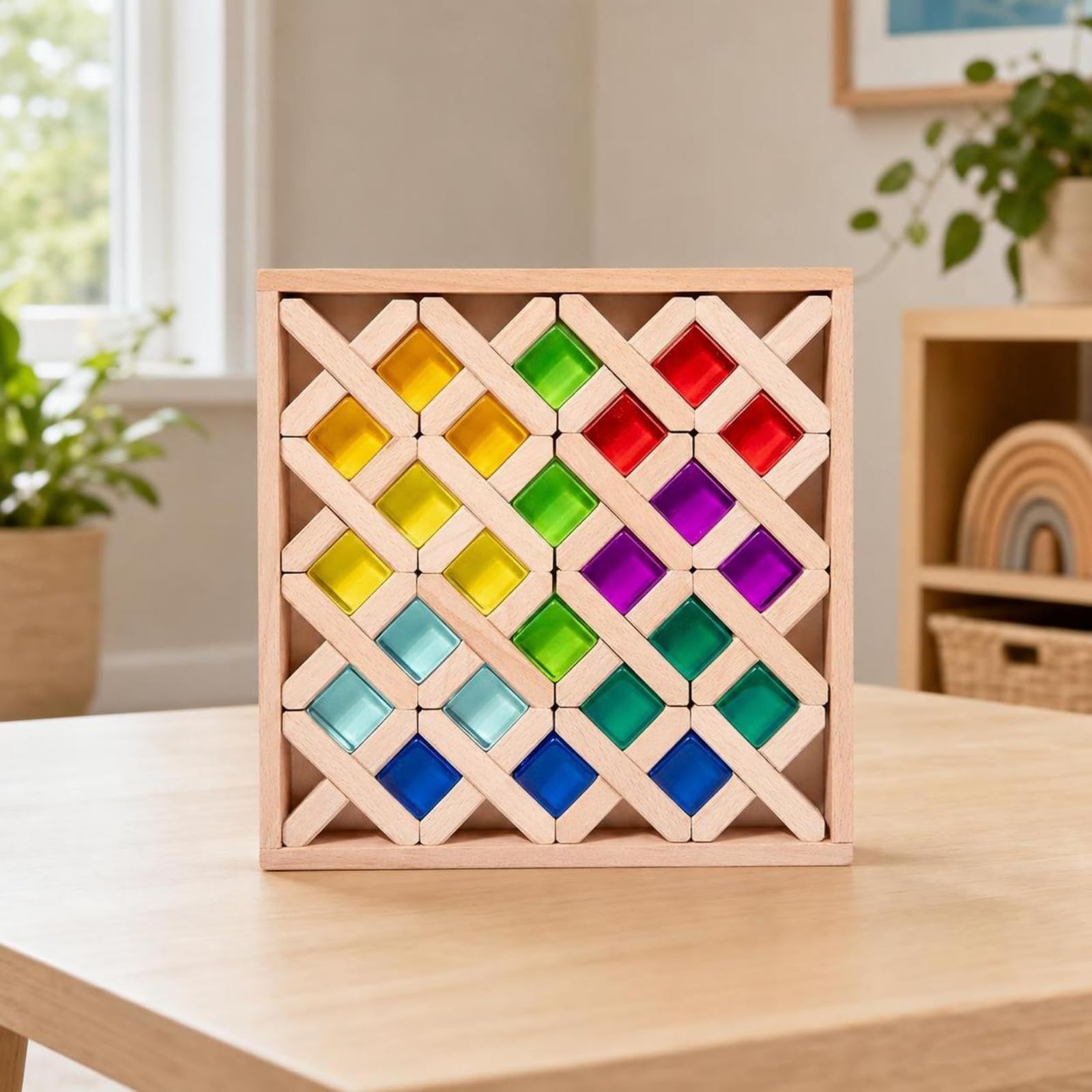 Rompicapo Geometrico Creativo Giocattolo | Interbloccante, Costruzioni Geometriche con Vassoio, Educativo, per Scuola Dell'infanzia, Bambini, Stile B
