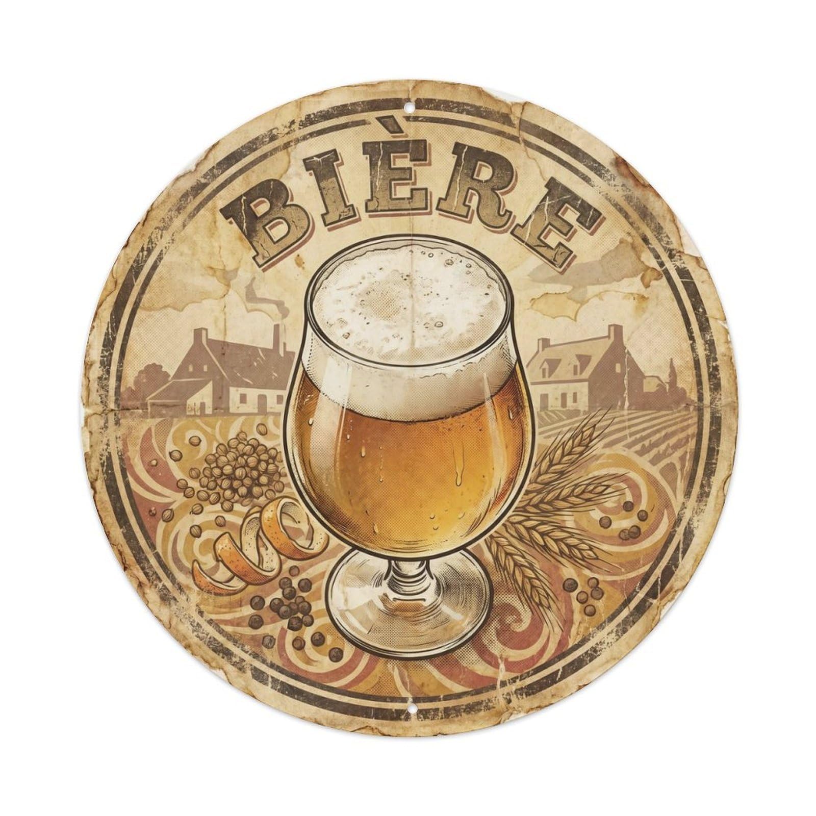 Okahys 8X8inch Classic Style Beverage Belgian Travel Craft Beer Pub Culture Vintage Metal Tin Sign