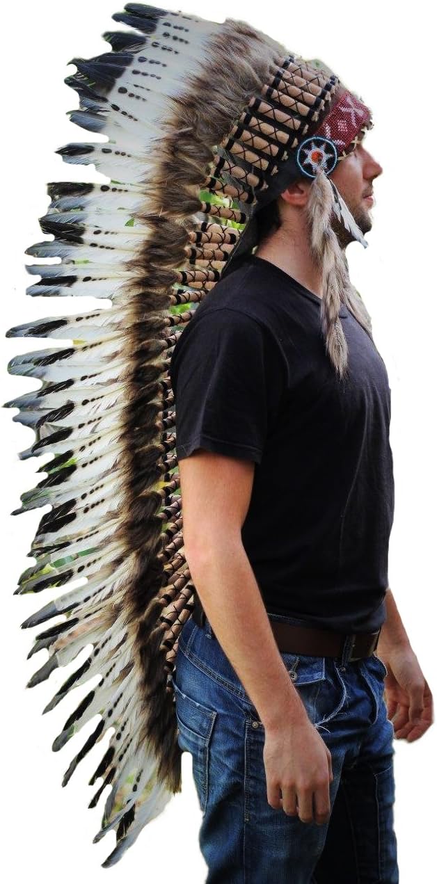 The World of Feathers Extra Long Feather Headdress - Indian Headdress Inspired - Headdresses
