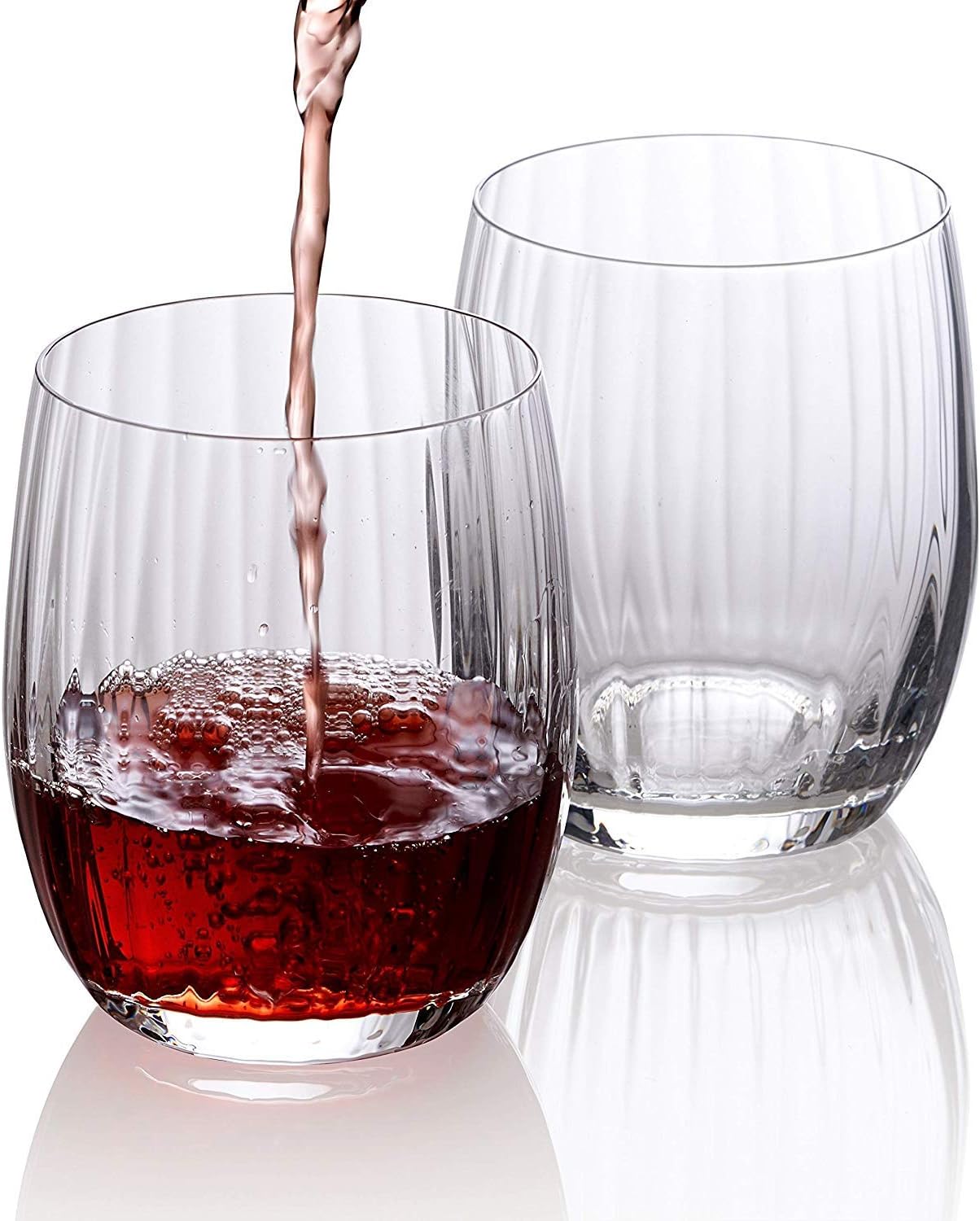 Wine Glasses Set of 6 Pure Crystal Stemless Wine Glasses