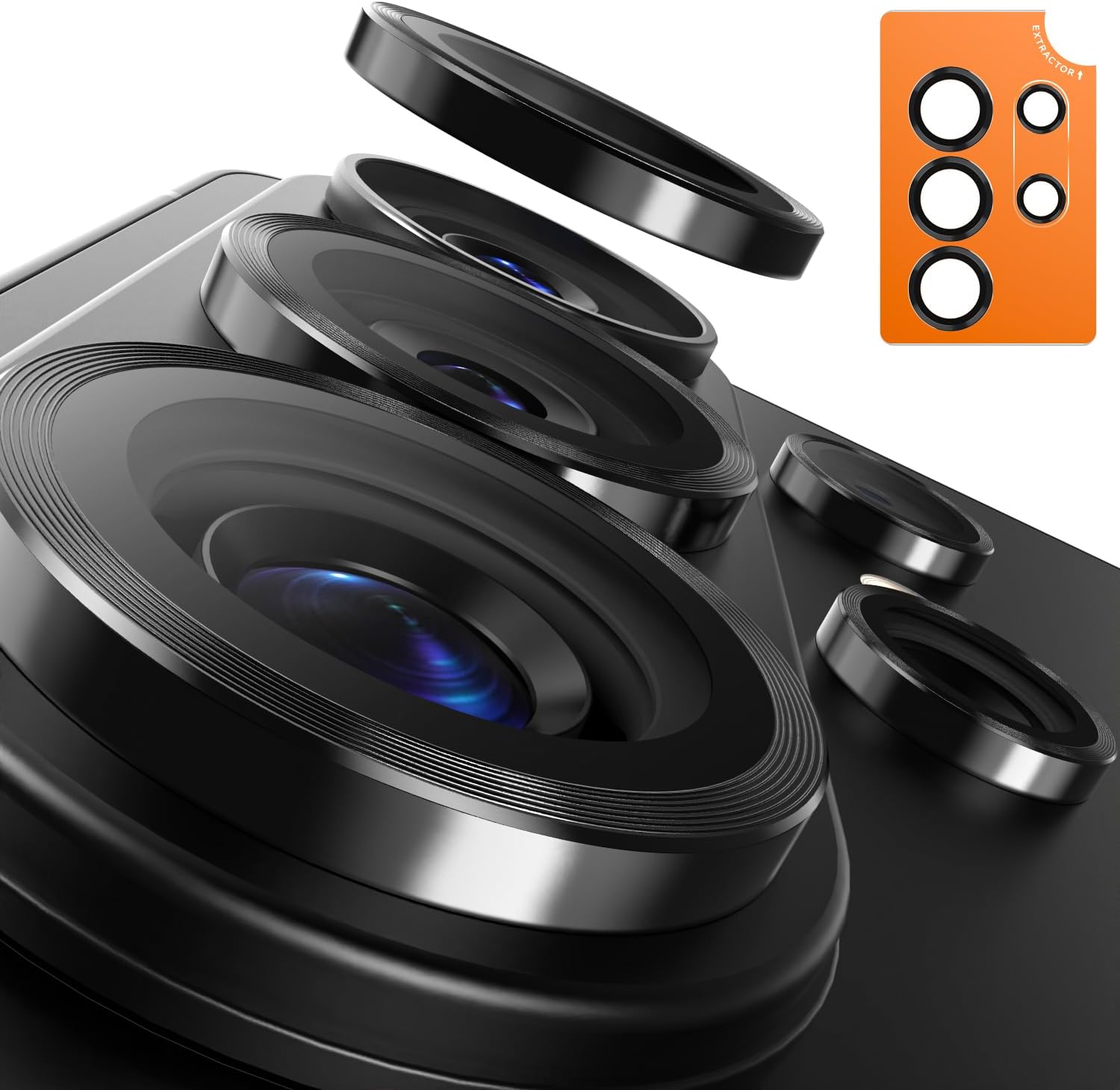 EZ-GLAZ-for Galaxy S26 Ultra Camera Lens Protector, with Aerospace-Grade Aluminum Alloy Ring, 1:1 Invisible Fit & Ultra-Clear, Military-Grade 9H+ Glass, Black