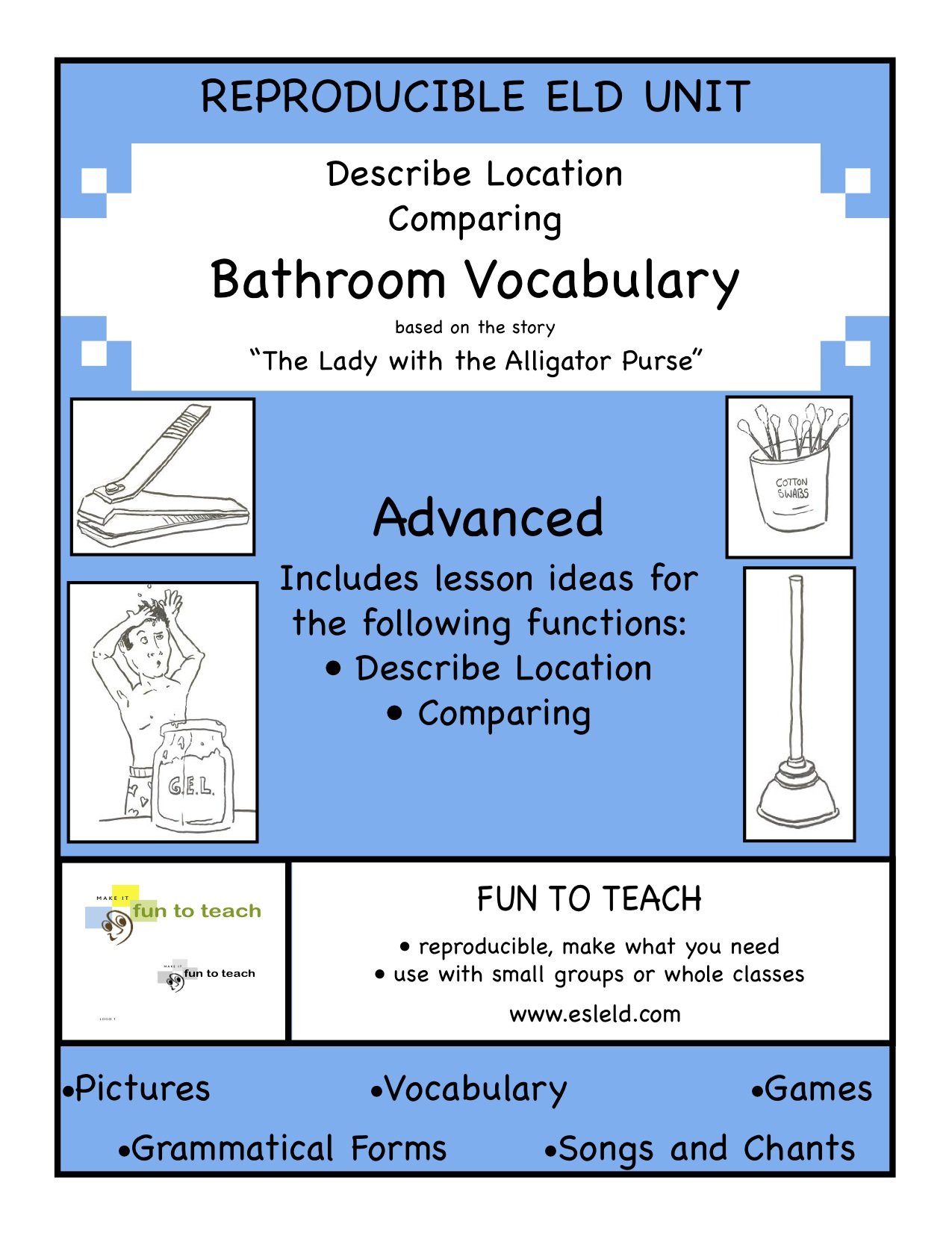 Bathroom Vocabulary Advanced ESL and Grammar Unit and Lesson Plan