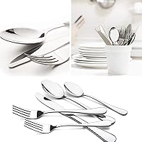 Vista 4 de HaWare Juego de cubiertos de 25 piezas con organizador de cubiertos, cubiertos de acero inoxidable con 4 cuchillos para carne, servicio