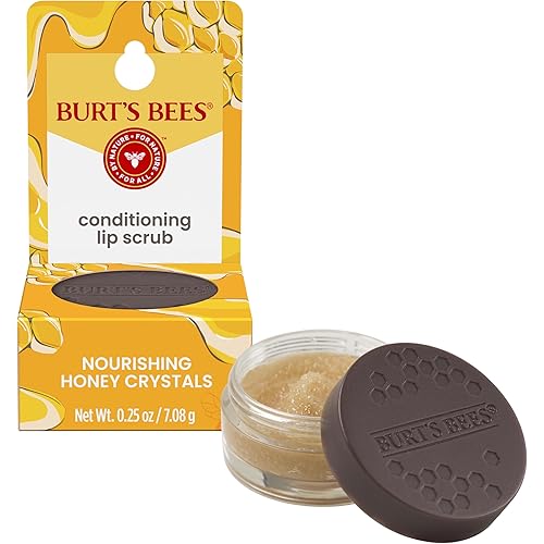 Burt's Bees Conditioning Honey Lip Scrub, Exfoliates & Conditions Dry Lips, with Honey Crystals, Use with Overnight Intense Treatment, Natural Origin Care, 0.25 oz.