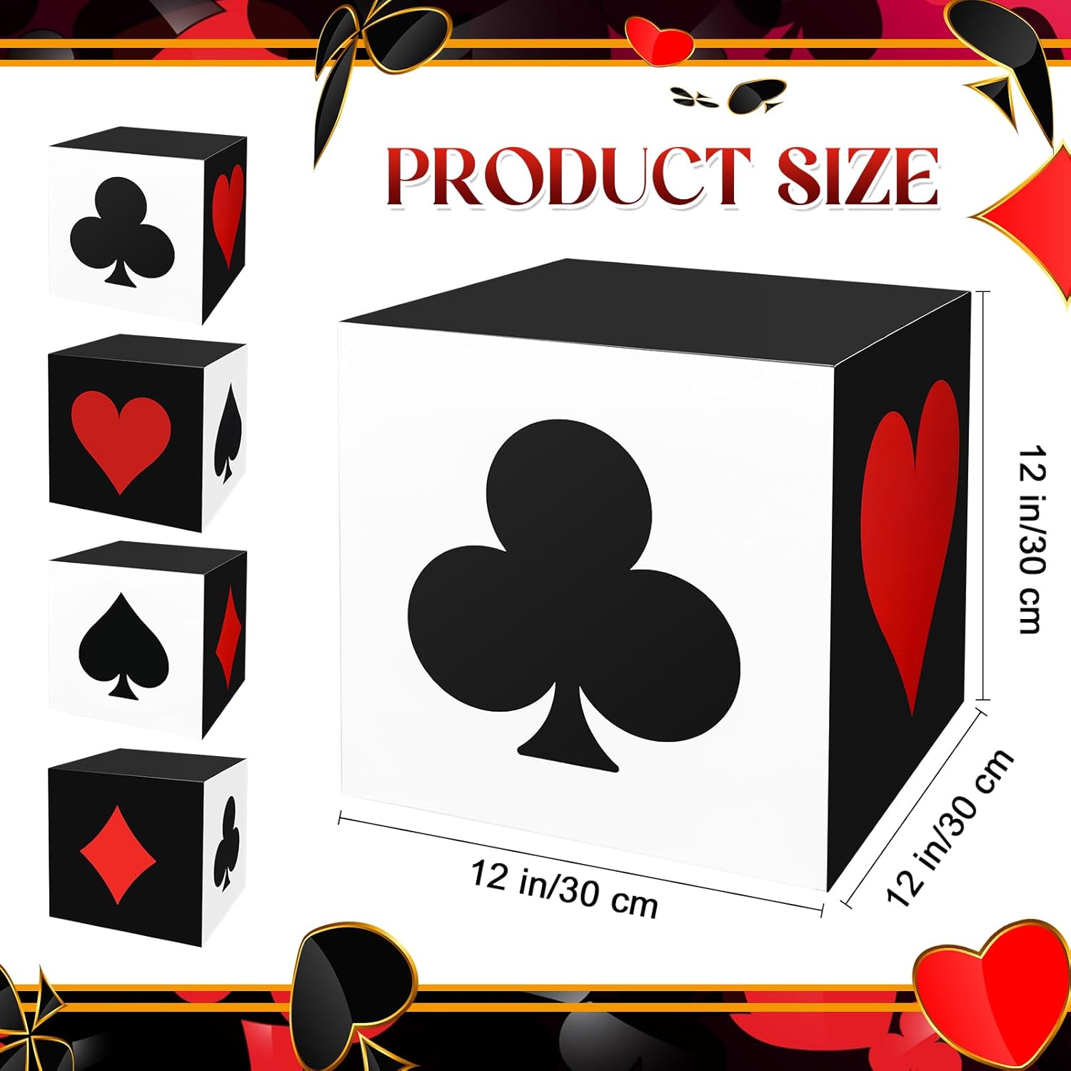 DoubleFill 6 Pcs Giant Dice Poker Boxes 11.8 Inch Casino Party Decoration Dice Favor Boxes for Game Night Birthday Party Supplies