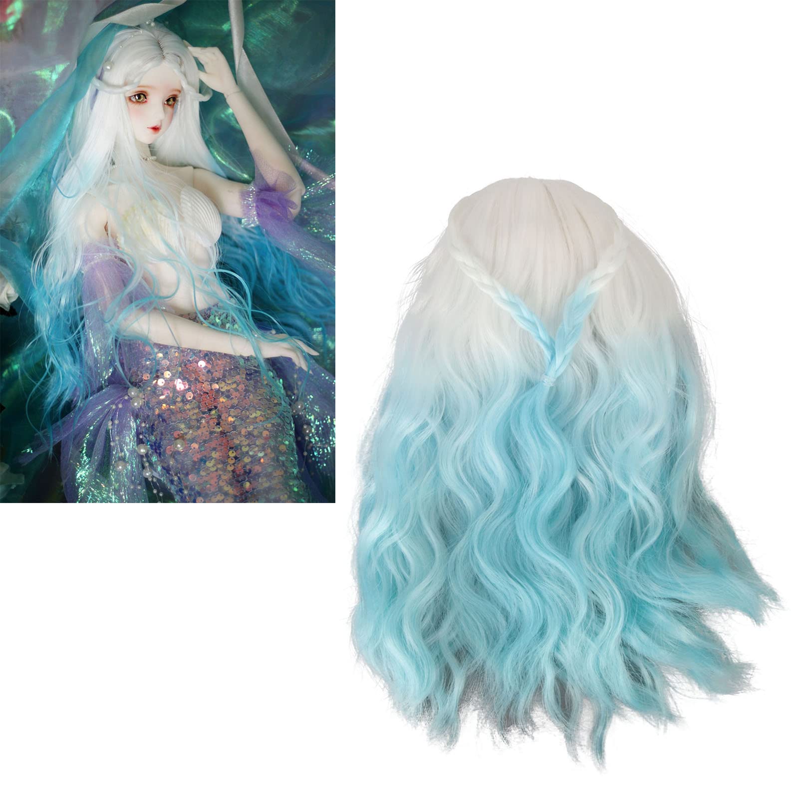 Alvinlite Doll Wig Gradient Colors 1/6 Doll Wig Curly Style High Elasticity Smoothing Doll Making Hair for Replacement Decoration DIY Doll Wig(Gradient Blue)