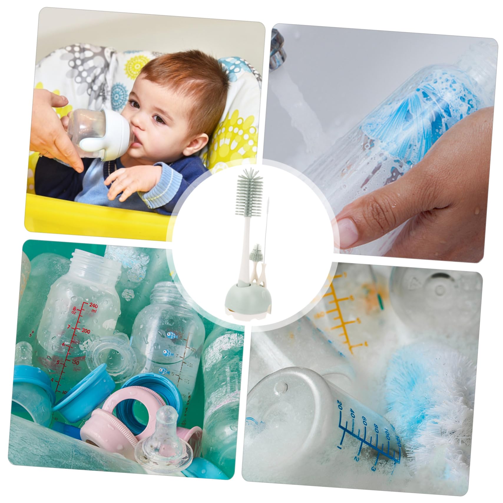 TOYANDONA 2 Pz Set Di Spazzole Per La Pulizia Spazzola Per La Pulizia Delle Bottiglie Di Latte Scovolino Per Bambini Abito Contenitore Pennello Per Bollitore Silicone Alimentare Bambino