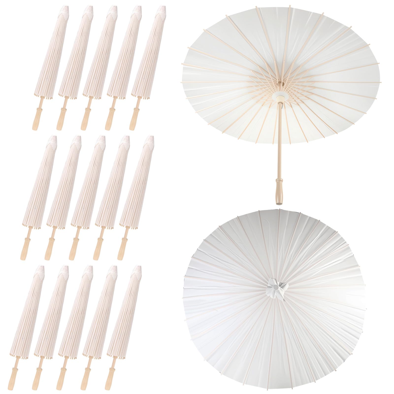 Weiße Papierschirme, Hochzeitsschirm, Großpackung für Sonne, chinesischer japanischer Sonnenschirm, DIY Malerei Regenschirm für Gäste, Hochzeit, Party, Dekoration (84 cm, 15 Stück)