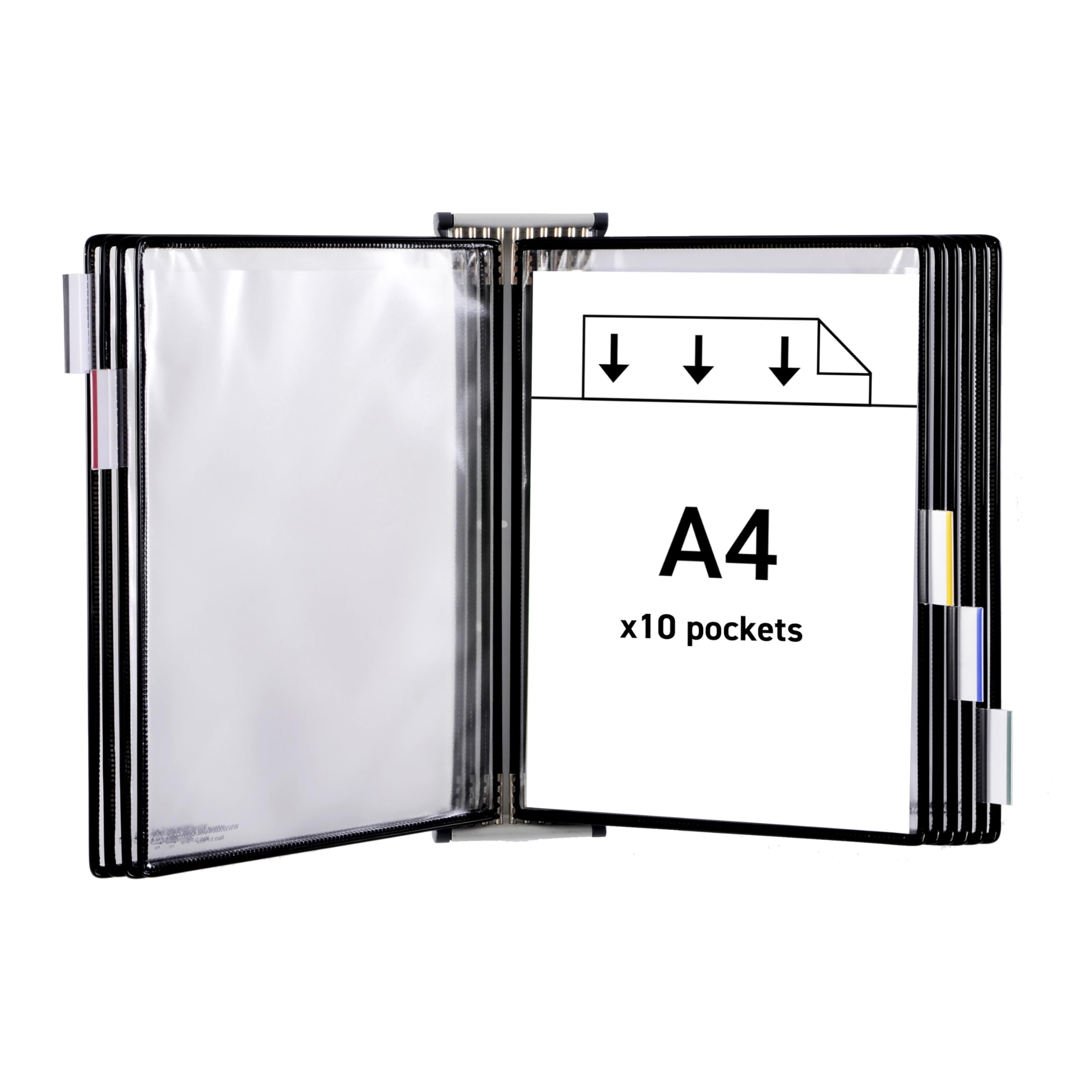 Tarifold A4 Wall Document Display System with 10 Black Pockets 414107