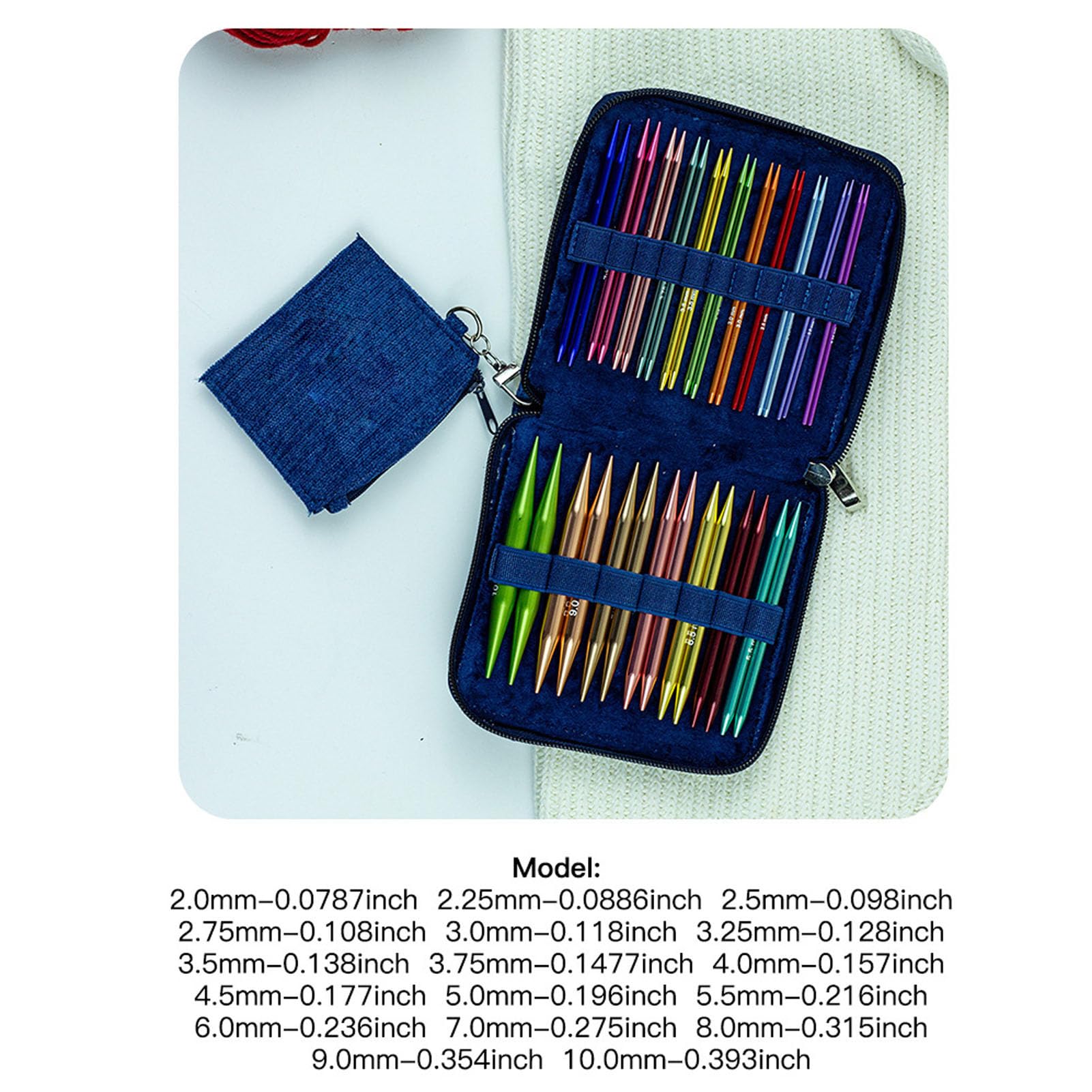 Leftwei Juego de Agujas de Tejer Circulares Intercambiables, 18 Pares de Agujas de Aluminio de 2,0 Mm a 10,0 Mm, 4 Cables con Bolsa de Almacenamiento, Ideal para Calcetines, Bufandas, Suéteres y