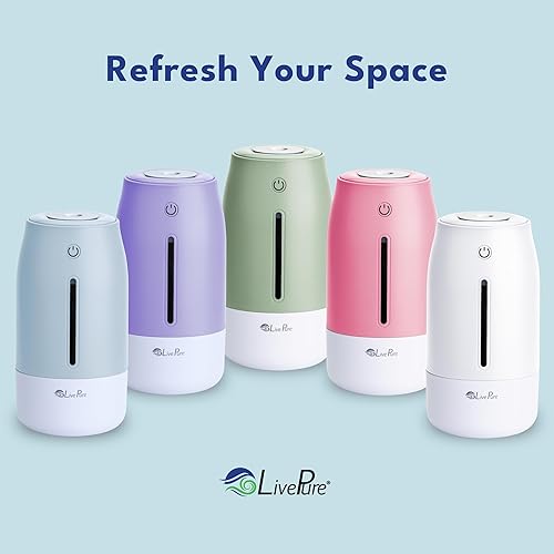 Miniatura 7 de LivePure Humidificadores de niebla fría para dormitorio. Humidificador pequeño para bebés, guardería, plantas, oficina. Humidificador ultrasónico de