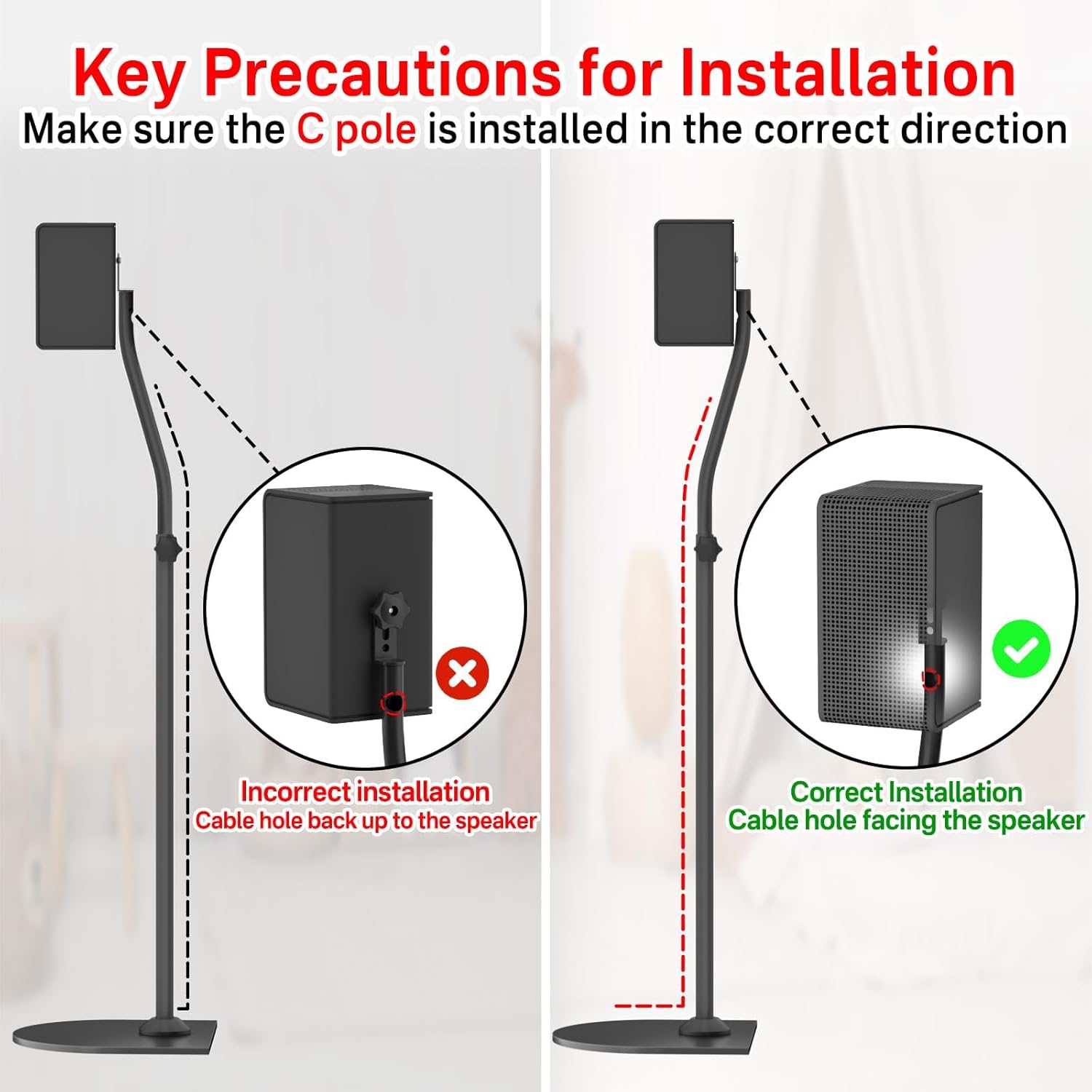 Speaker Stands for Vizio Speaker Stands Pair with Speaker Wall Mount - Floor Speaker Stand for Vizio Surround Sound Speaker Stands Height Adjustable for Vizio M512a-h6 M51ax-J6 Speaker Stand