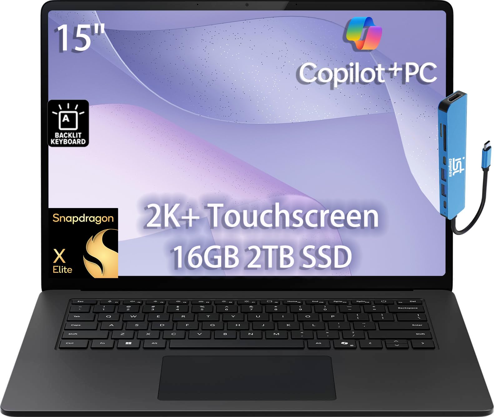 Microsoft Surface Laptop 7 AI Copilot+ PC for Business (15" 2K+ Touchscreen, Snapdragon X Elite (> Intel i7-1355U), 16GB, 2TB SSD) 22-Hr Long Battery