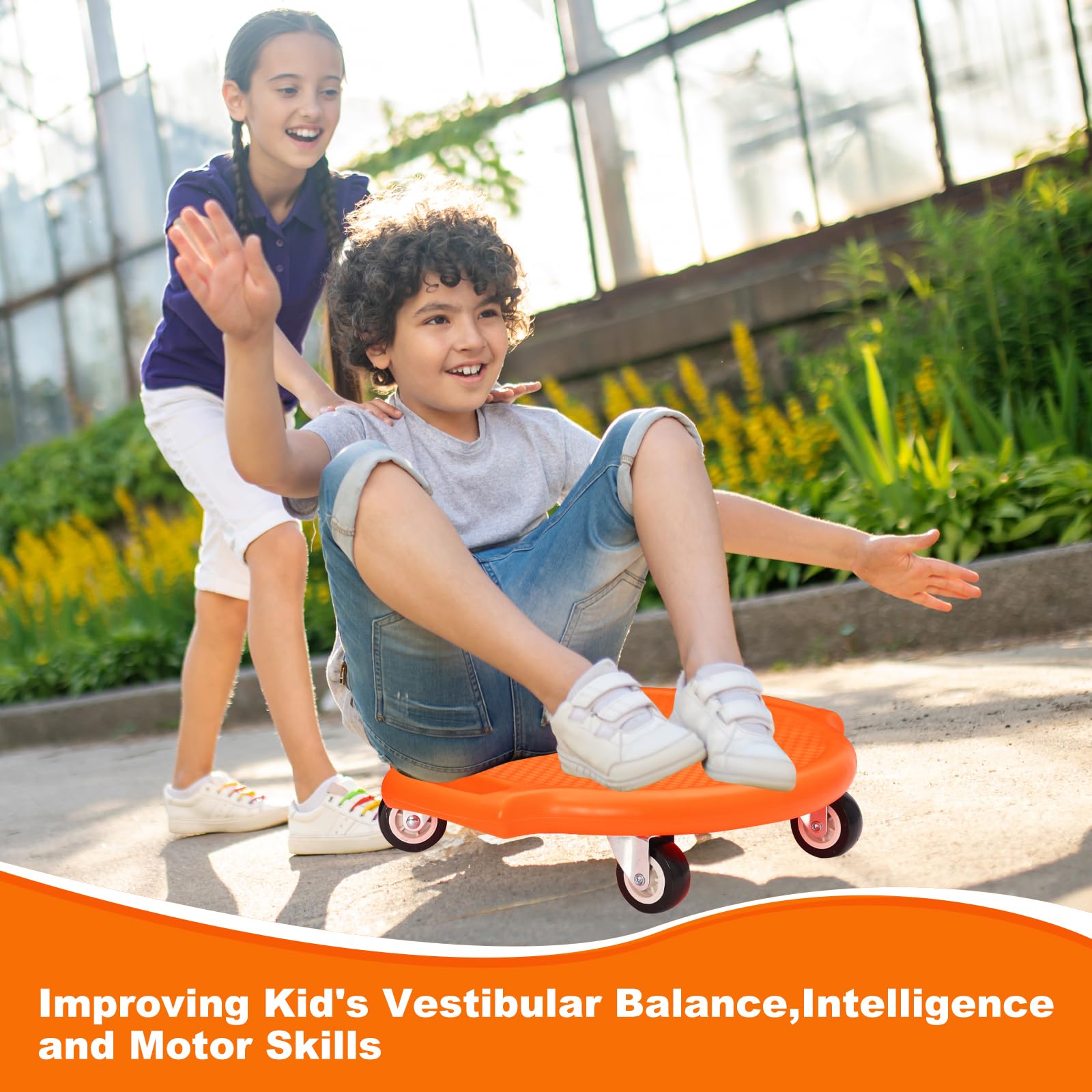 Balance Board dziecięca z uchwytami i kółkami szeptającymi, deska na kółkach z tworzywa sztucznego, sprzęt sportowy dla dzieci, do użytku wewnątrz i na zewnątrz, trener równowagi małych dzieci, deska