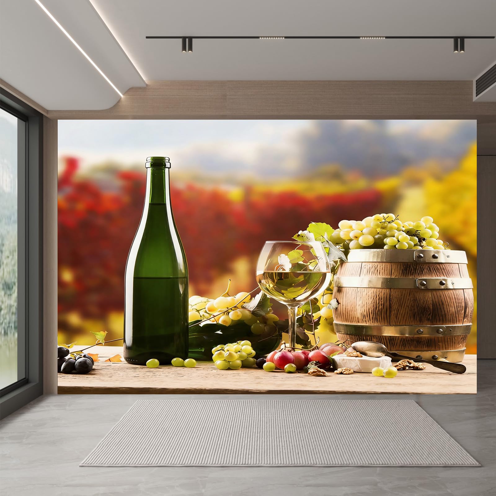 Carta da parati effetto 3D Vino 366x 254 cm Murale Non Tessuto Stile Pastorale Fotomurale Stampa HD Moderna Poster Per Soggiorno E Camera Da Letto Design 1M3988