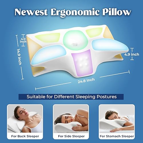 Miniatura 5 de Almohada cervical de espuma viscoelástica para cama  Almohada de apoyo para el cuello para aliviar el dolor, almohada cervical ergonómica para